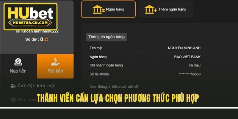 Thành viên cần lựa chọn phương thức phù hợp Thành viên cần lựa chọn phương thức phù hợp